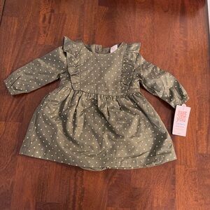 2/$15 NWT Carter's Olive and Gold Baby Dress with bloomers, 6 months